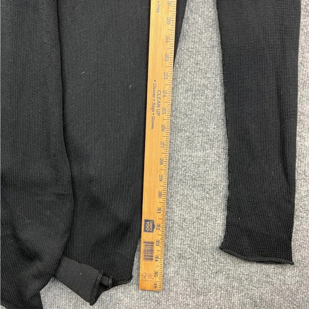 Lars Andersson Cardigan Women's 6 L Black Open Knit Long Sleeve Hooded, USA Made - Picture 6 of 8